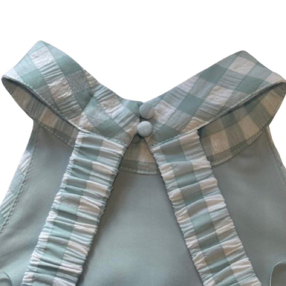 NWOT Talulah 2 Pcs Gingham Sleeveless Top Tiered Skirt Blue White Size M - Picture 9 of 15